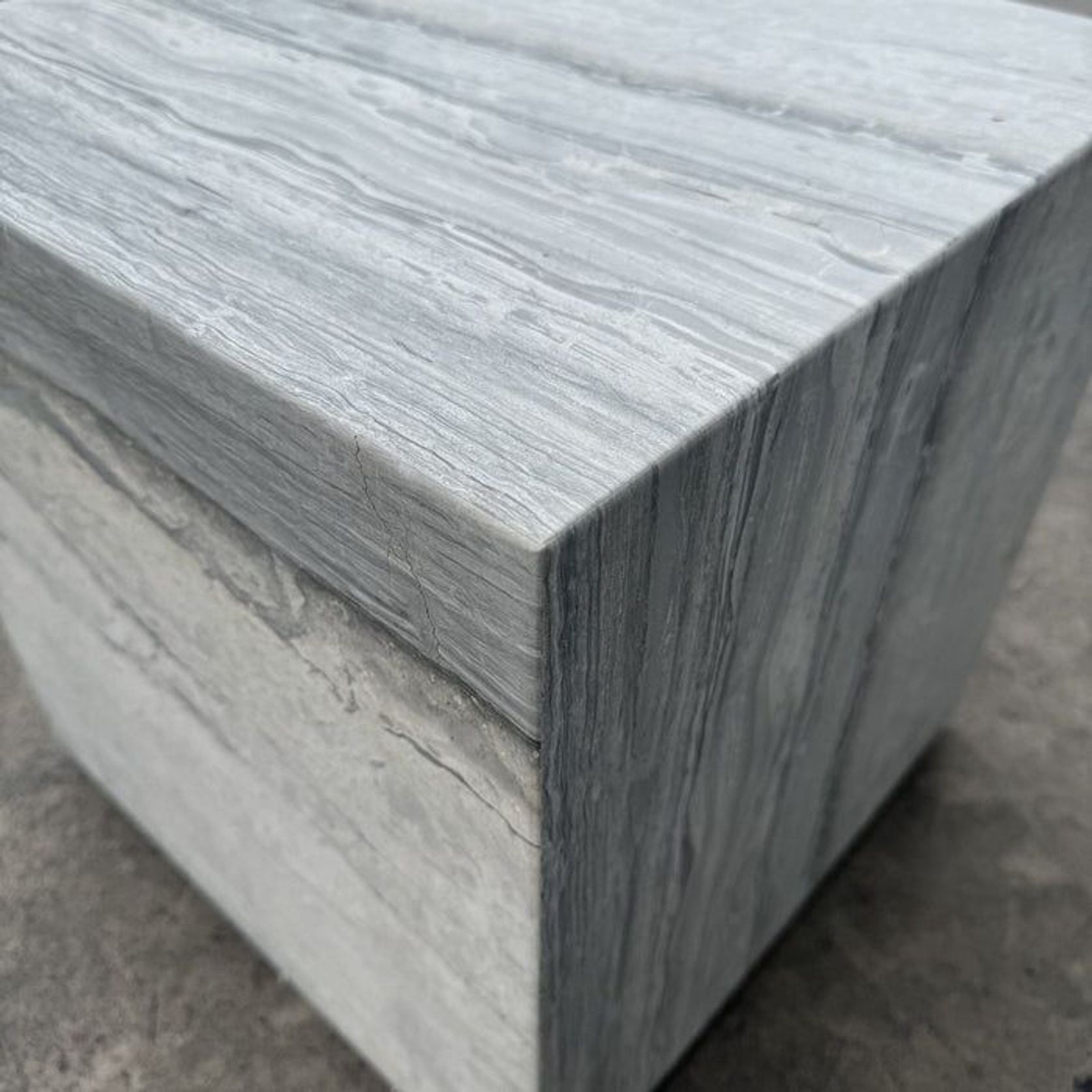 Cube Side Table - Veincut Blue Travertine | Natural Stone Co. gallery detail image