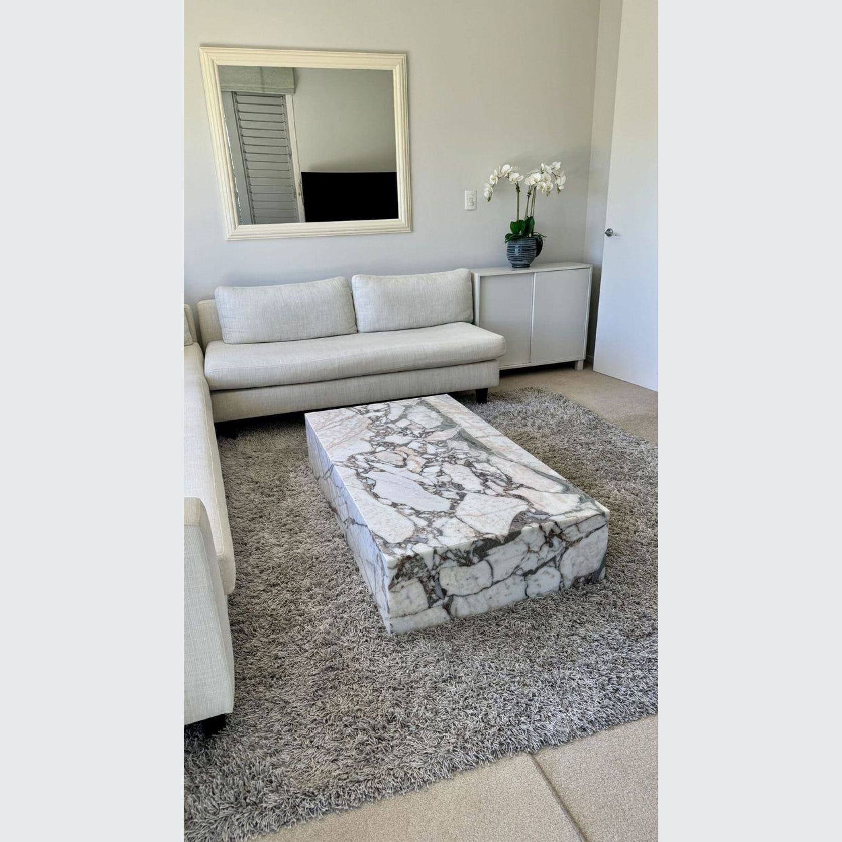 Block Coffee Table - Milky Bleu Marble - Large | Natural Stone Co. gallery detail image
