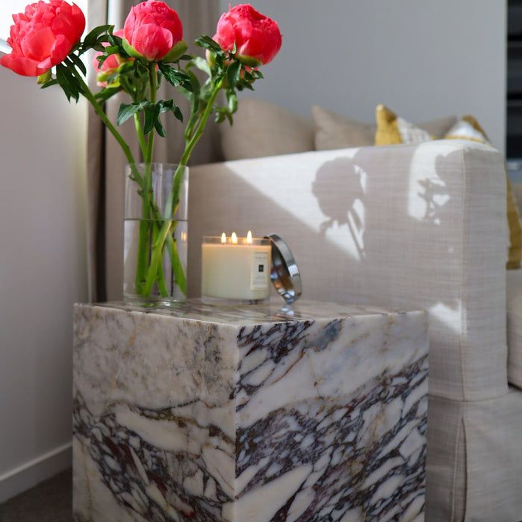 Cube Side Table - Viola Calacatta Marble | Natural Stone Co. gallery detail image