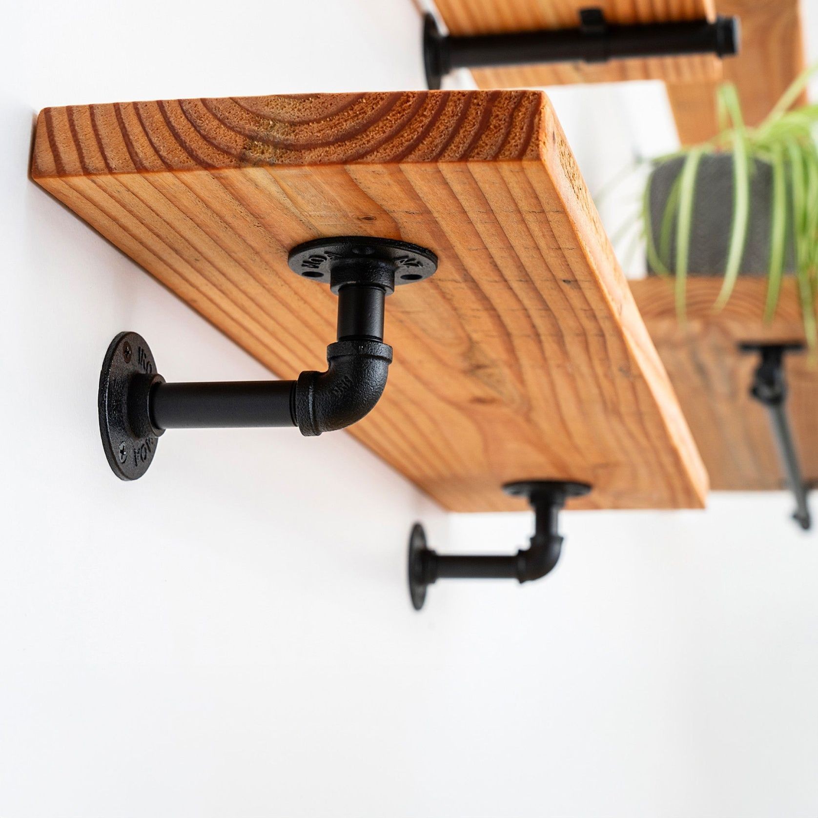 Rustic Pipe Bracket Shelf 80cm gallery detail image