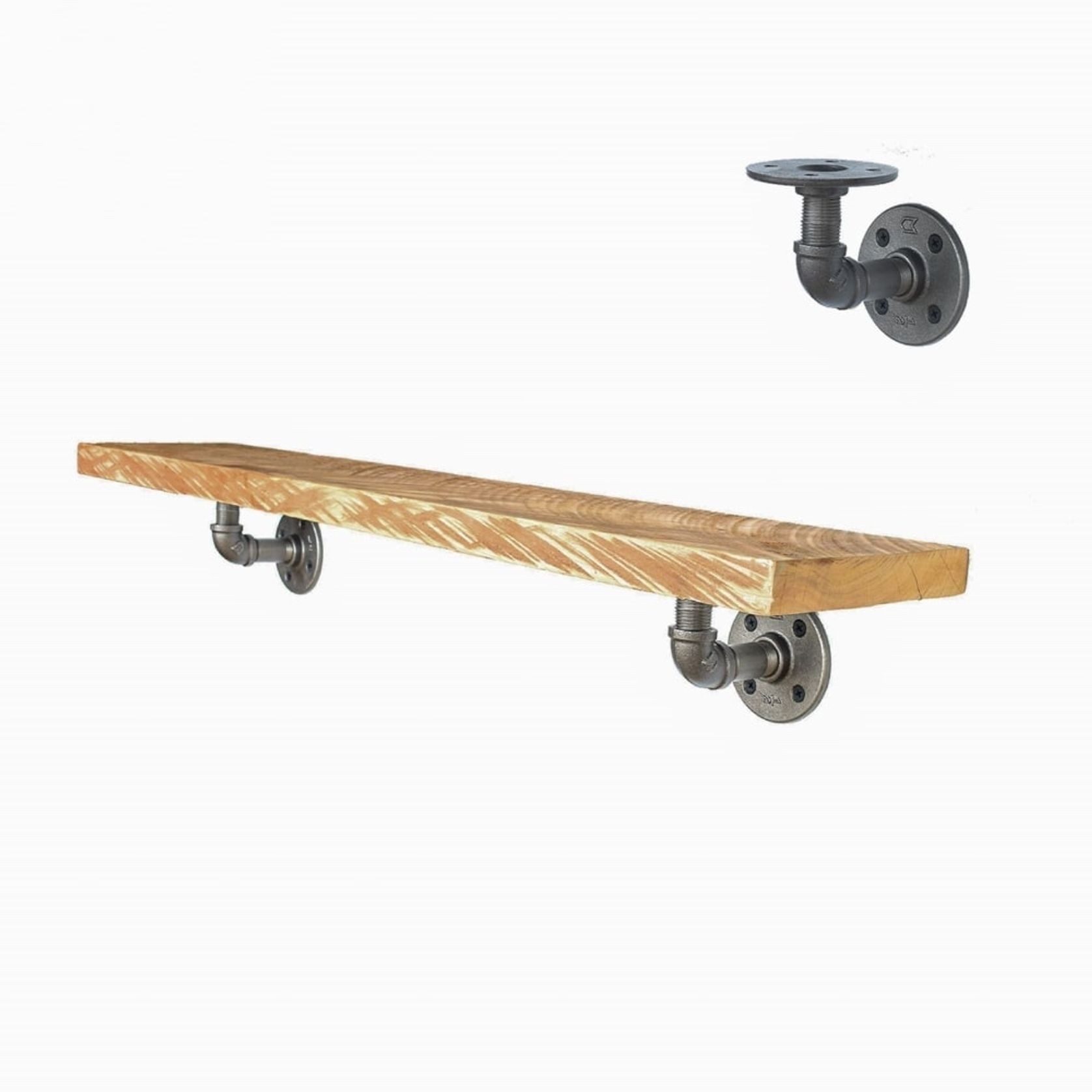 Macrocarpa Pipe Bracket Shelf 20cm gallery detail image