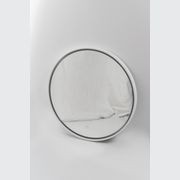 Puglia Round Mirror with Matte White Stone Frame and LED light gallery detail image