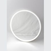 Puglia Round Mirror with Matte White Stone Frame and LED light gallery detail image