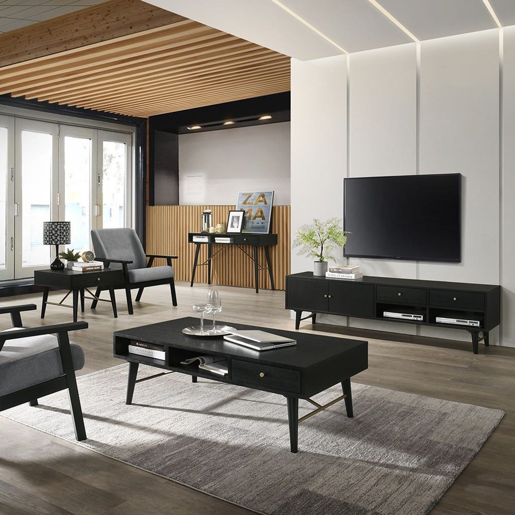 RANIA Study Desk Console 120cm - Black Ash gallery detail image