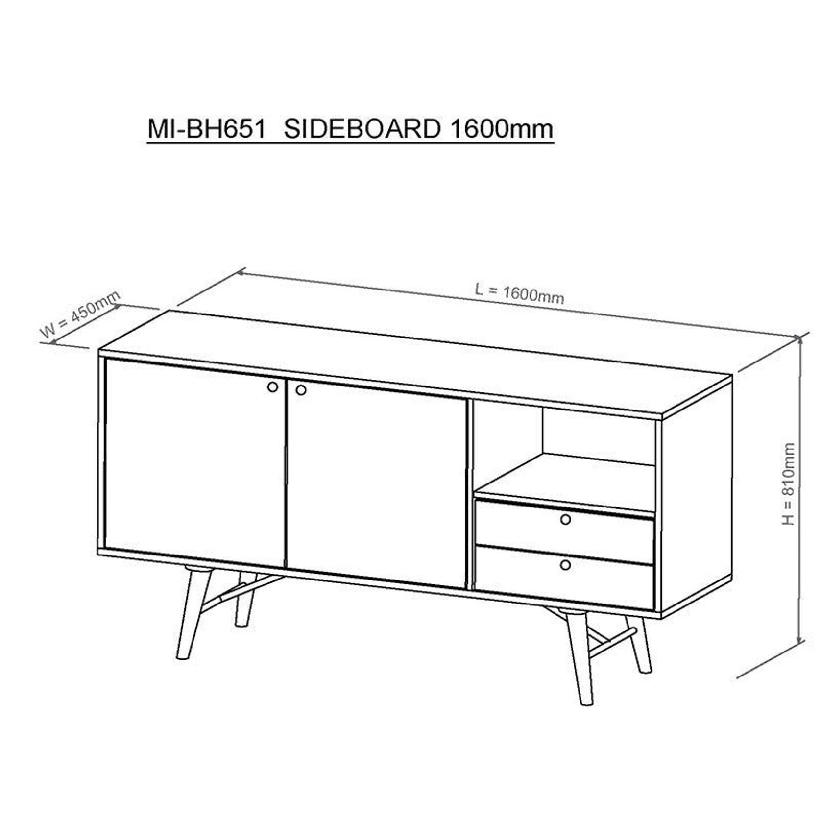 RANIA Sideboard Buffet 160cm - Black Ash gallery detail image