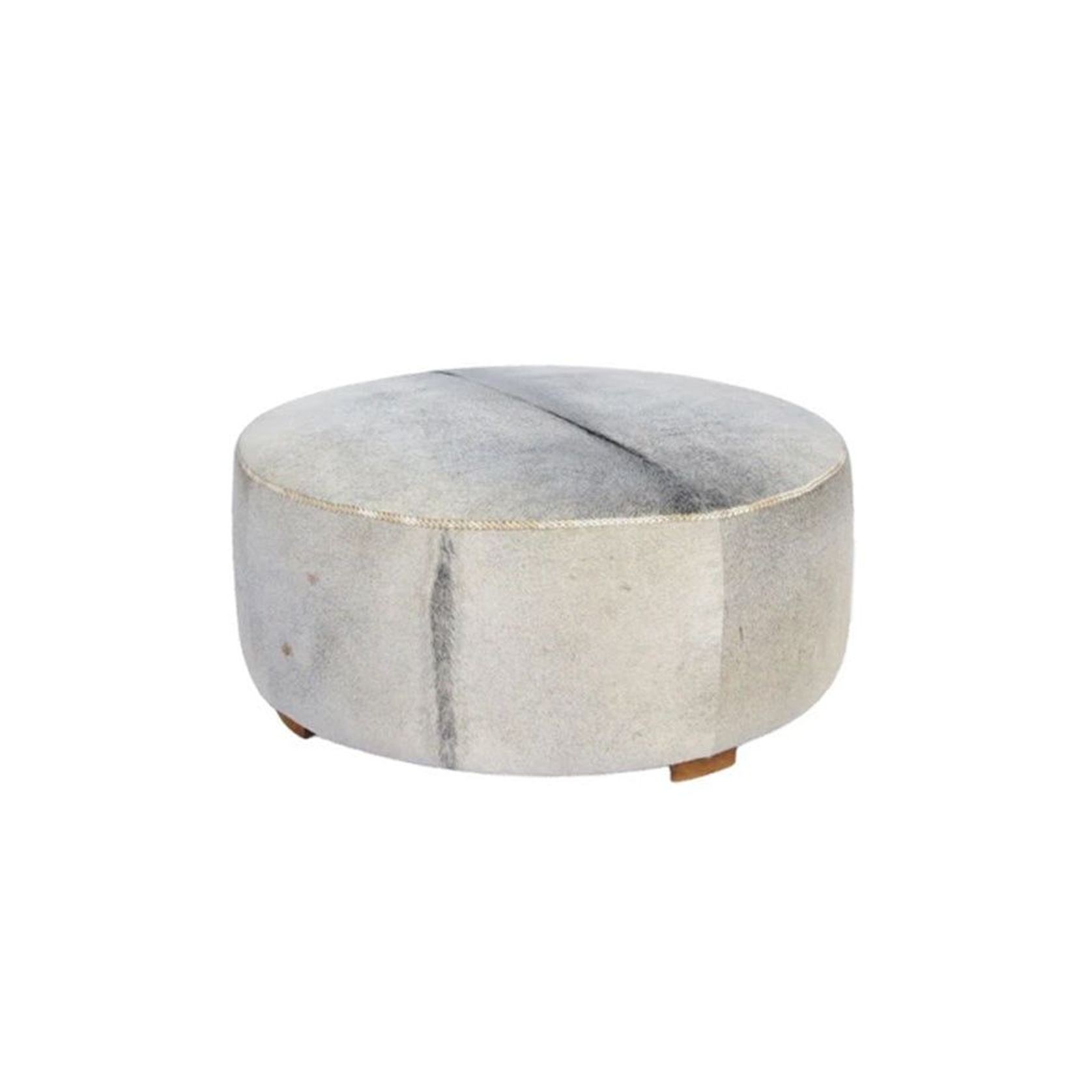 Round Cowhide Ottoman 1m Grey ArchiPro NZ