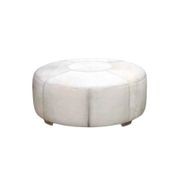 Round Cowhide Ottoman 1m - White gallery detail image