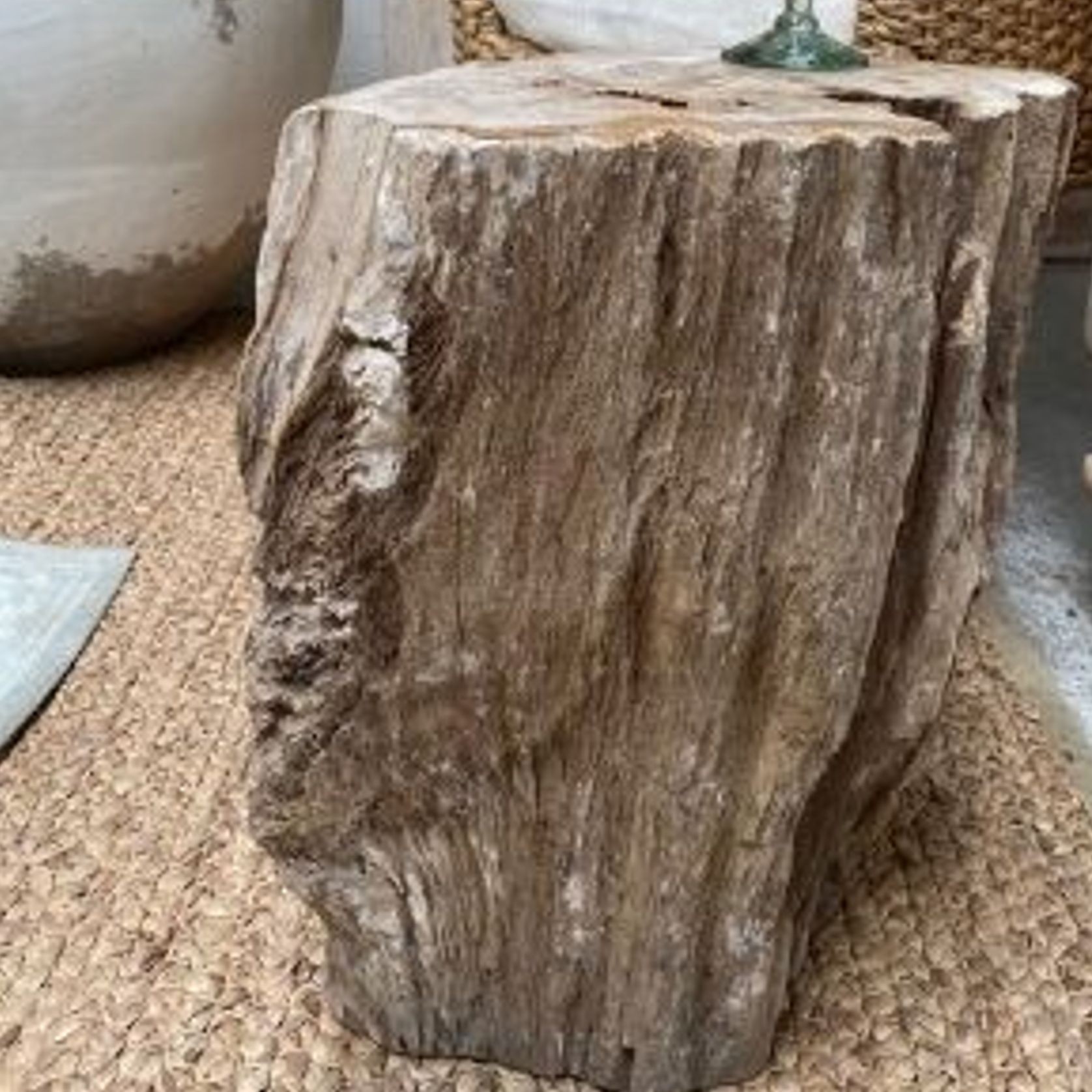 Petrified Wood Occasional Side Table Rustic Natural gallery detail image