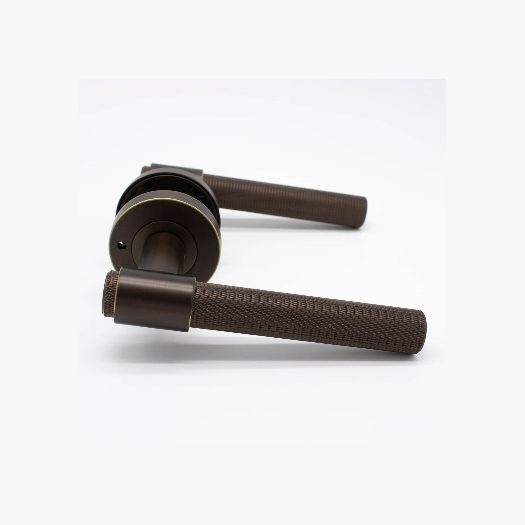 Aged Brass Knurled Privacy Door Handle - Rosedale gallery detail image