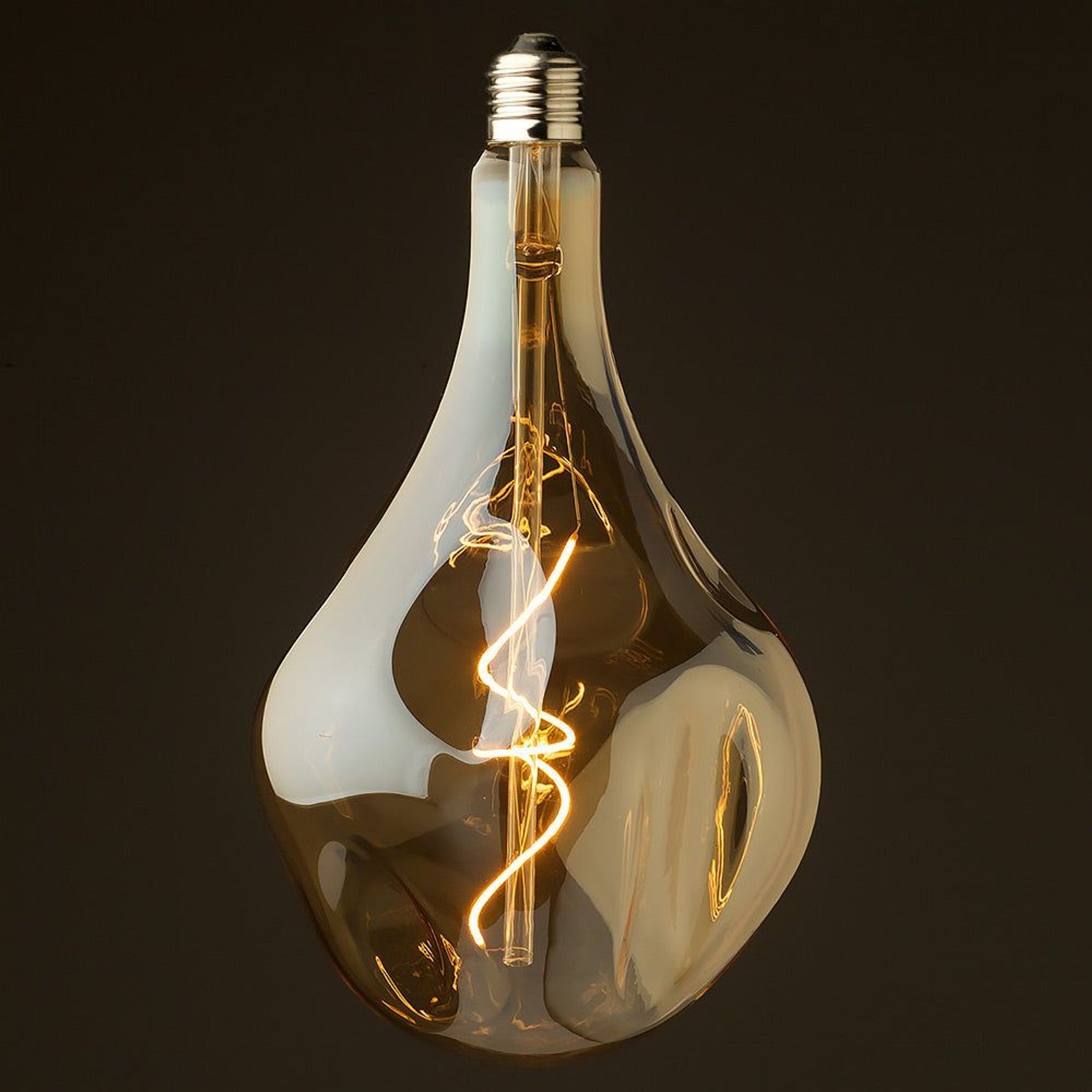 A165 Organic Shape Amber glass E27 Light Bulb gallery detail image