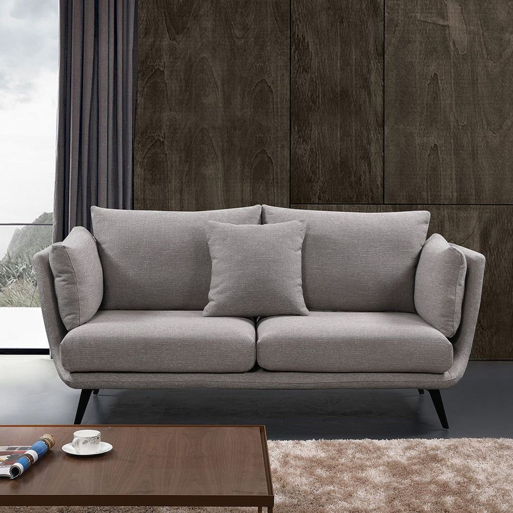 RANNI 3 Seater Sofa - Warm Grey gallery detail image