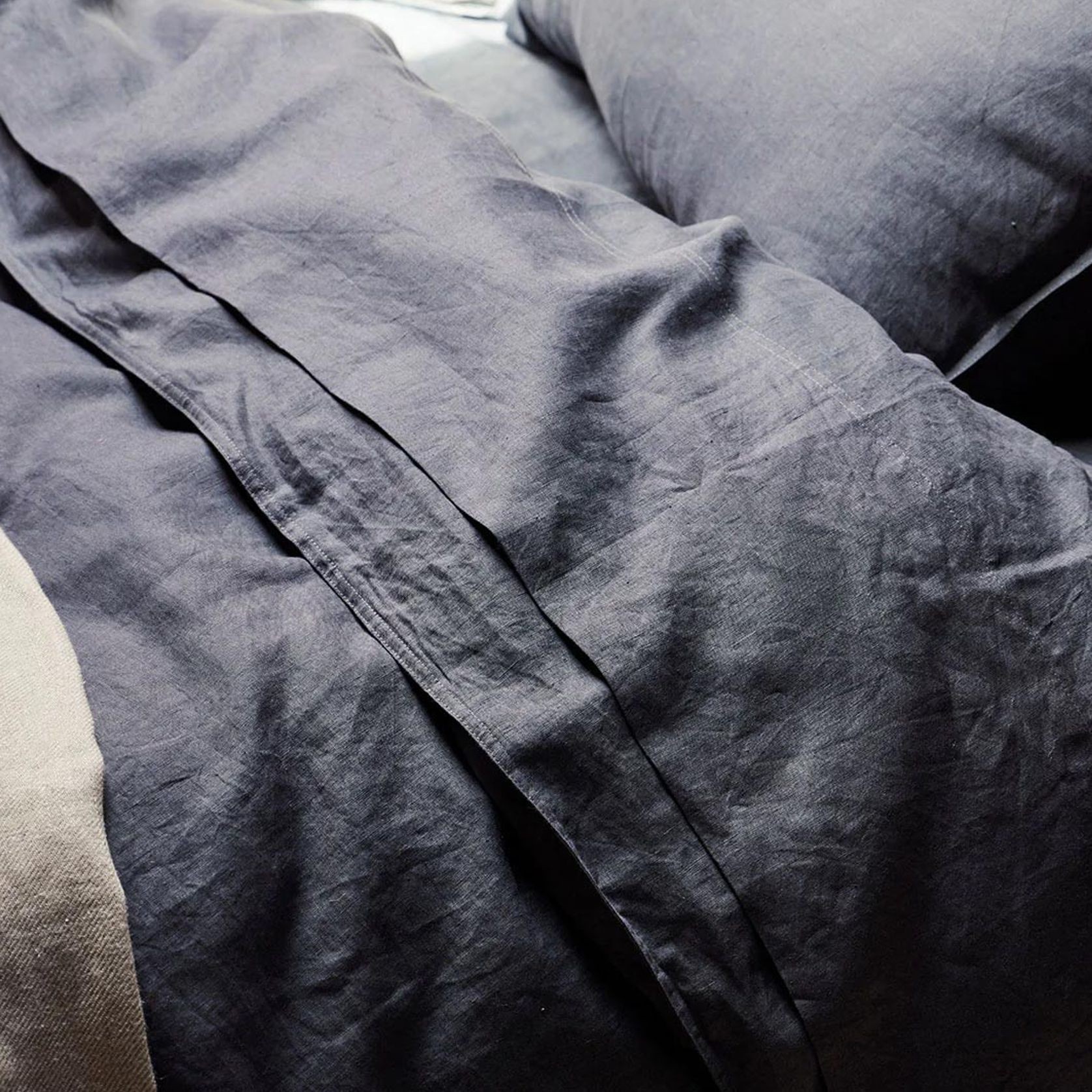 Ravello Linen Quilt Cover - Denim | Weave Home Bed Linen gallery detail image