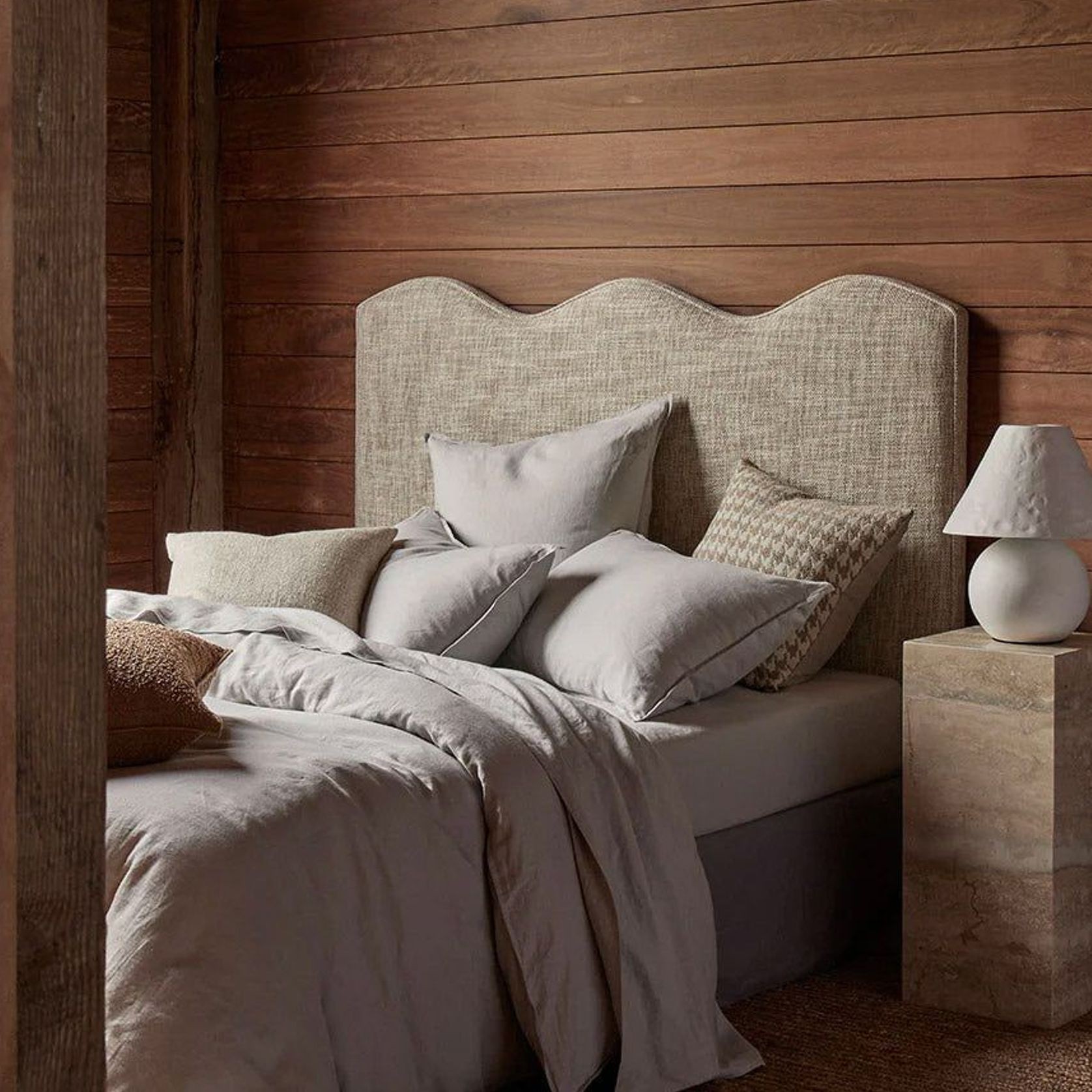 Weave Home Giovanni Cushion - Oatmeal | Bouclé Houndstooth gallery detail image