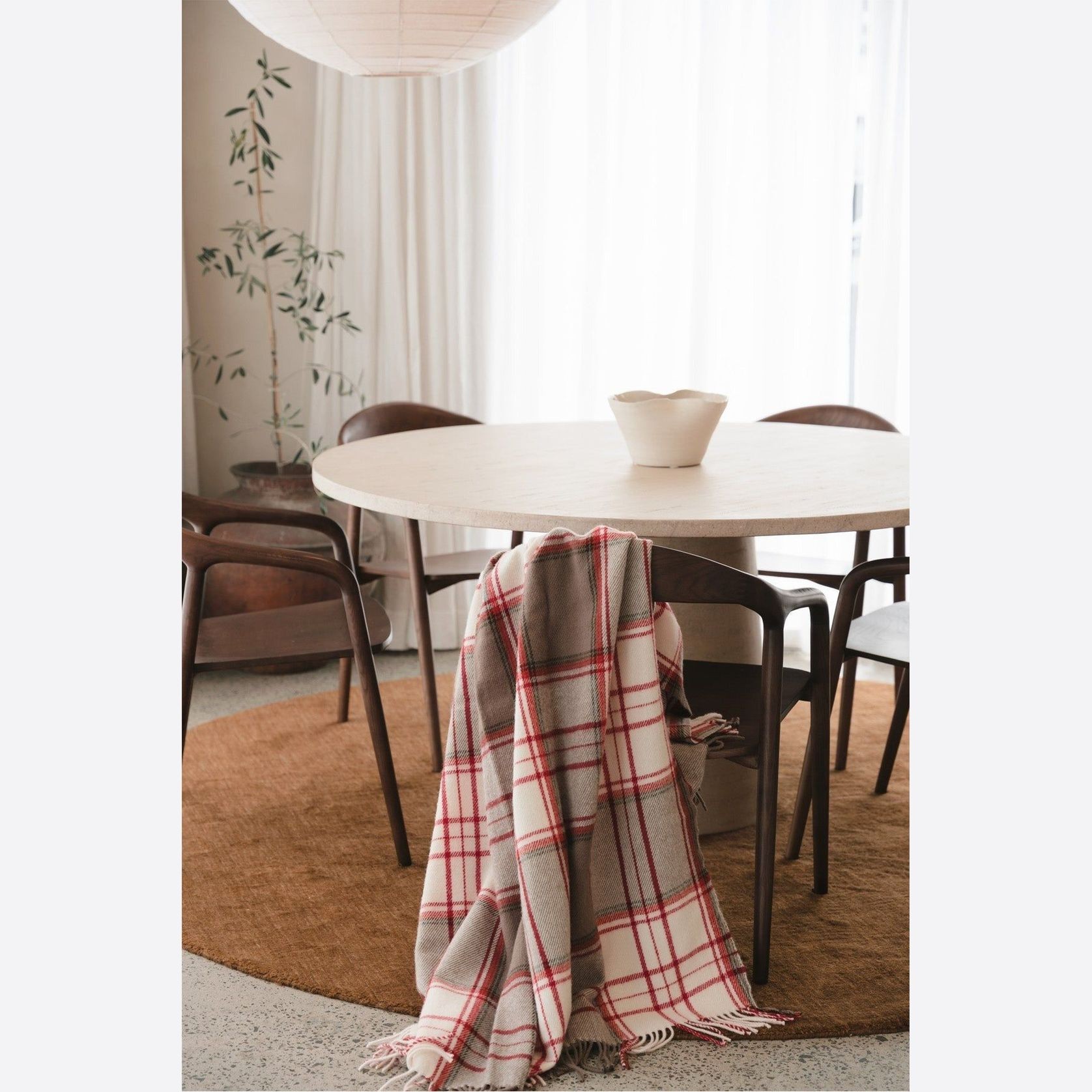 Ruanui Station Lambswool Throw - Red Check gallery detail image