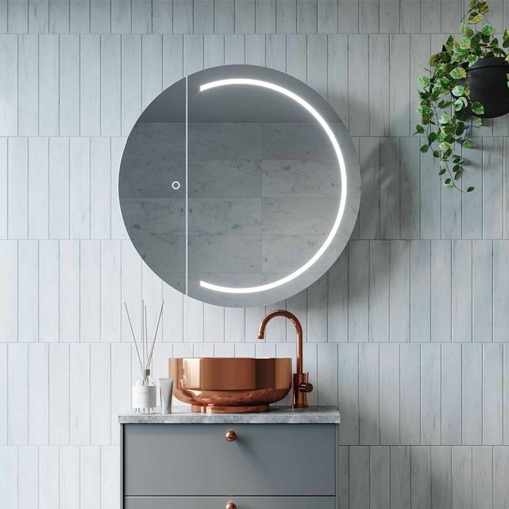 Remer Pearl 900mm Round Shaving Cabinet gallery detail image