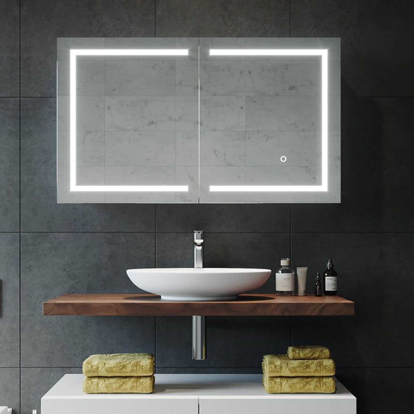 Remer Vera Shaving Cabinet with Frontlit LED Light gallery detail image