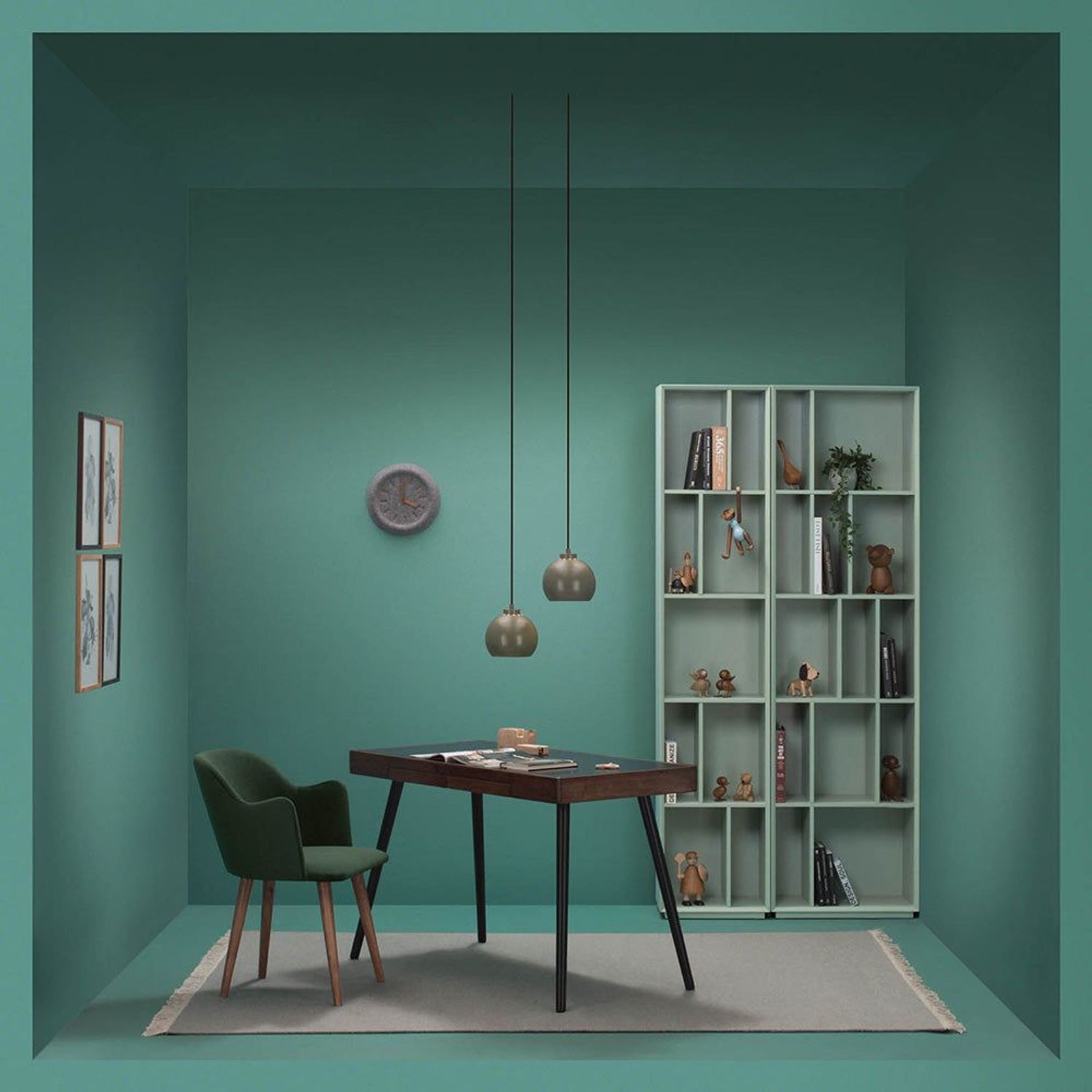 RETH Study Desk 120cm - Walnut & Black gallery detail image