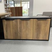 PHOENIX Sit & Stand Electric Lift Executive Desk with Right Return 2.2M - Warm Oak & Black gallery detail image