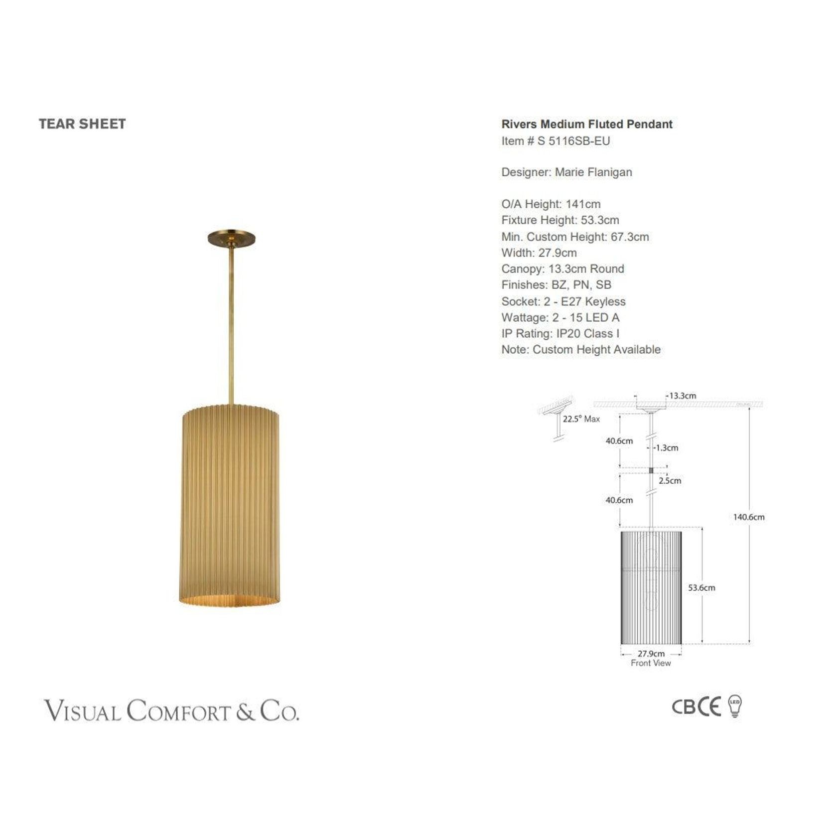 Kate Spade Marie Flanigan Rivers Medium Fluted Pendant gallery detail image