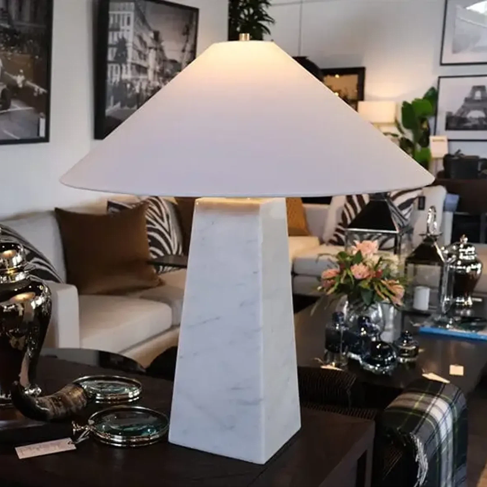 Riviera Table Lamp - Carrara Marble gallery detail image