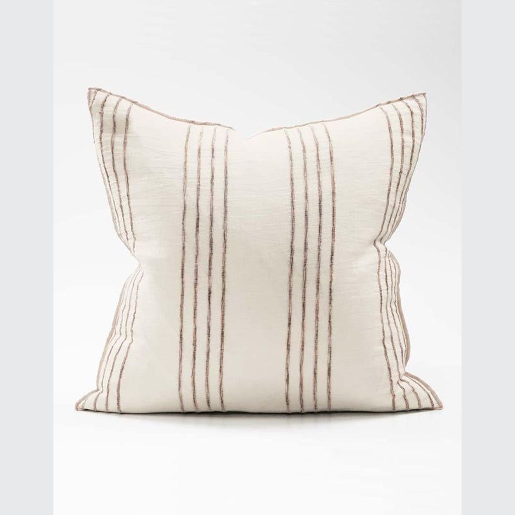 Rock Pool Cushion Natural Linen with Organic Stripe 60x60 ArchiPro NZ