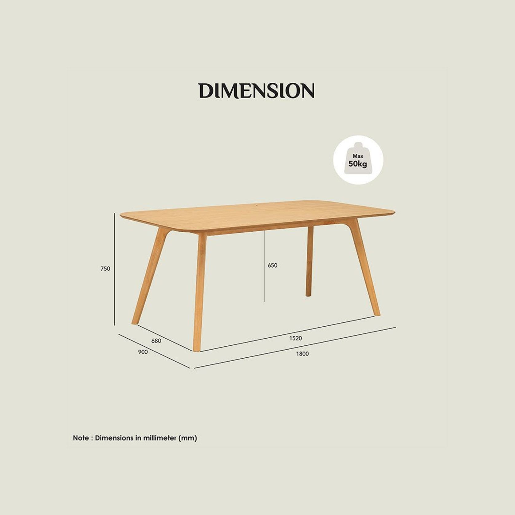 RODEN Dining Table 180cm - Natural Oak gallery detail image
