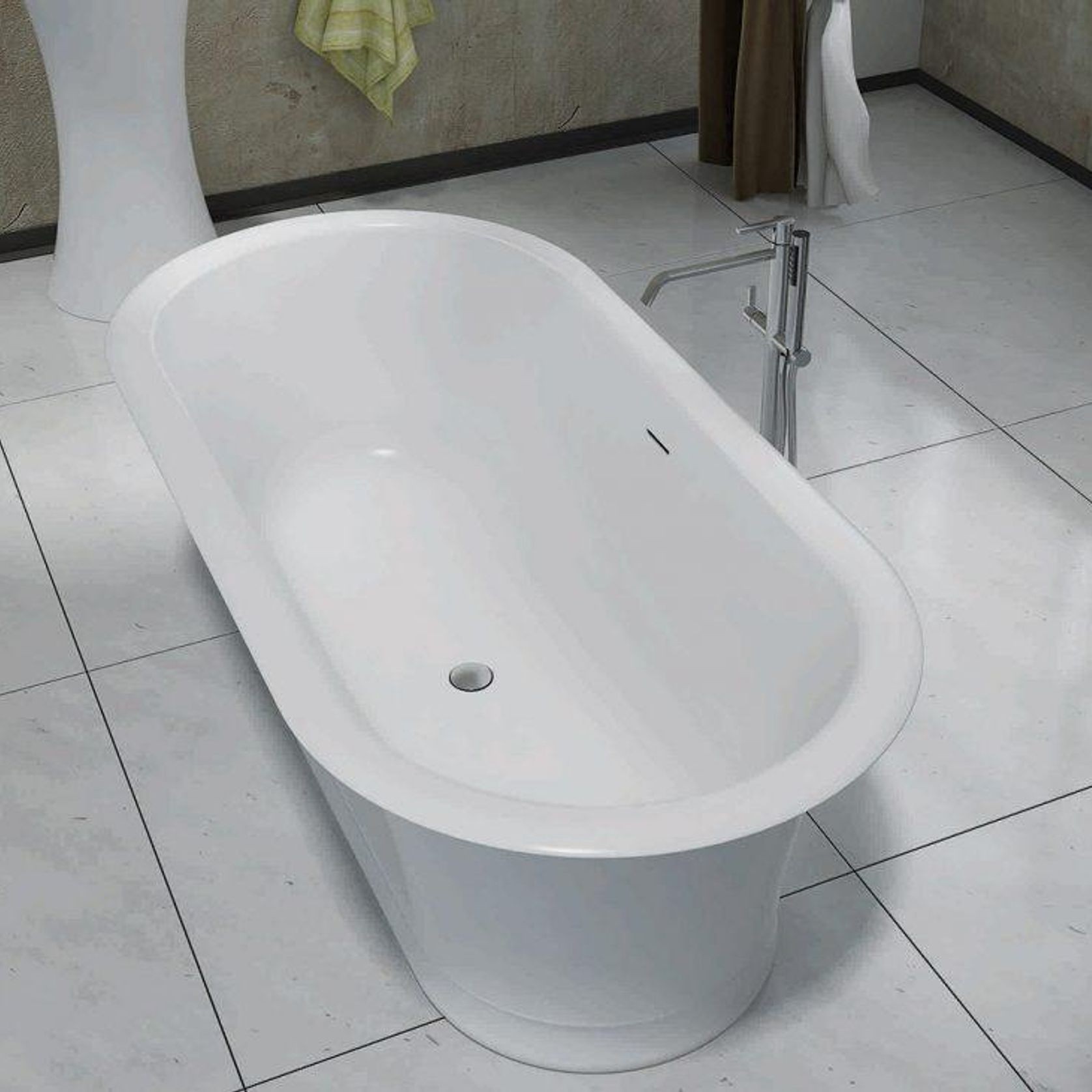 Pietra Bianca Rome Freestanding Stone Bath gallery detail image
