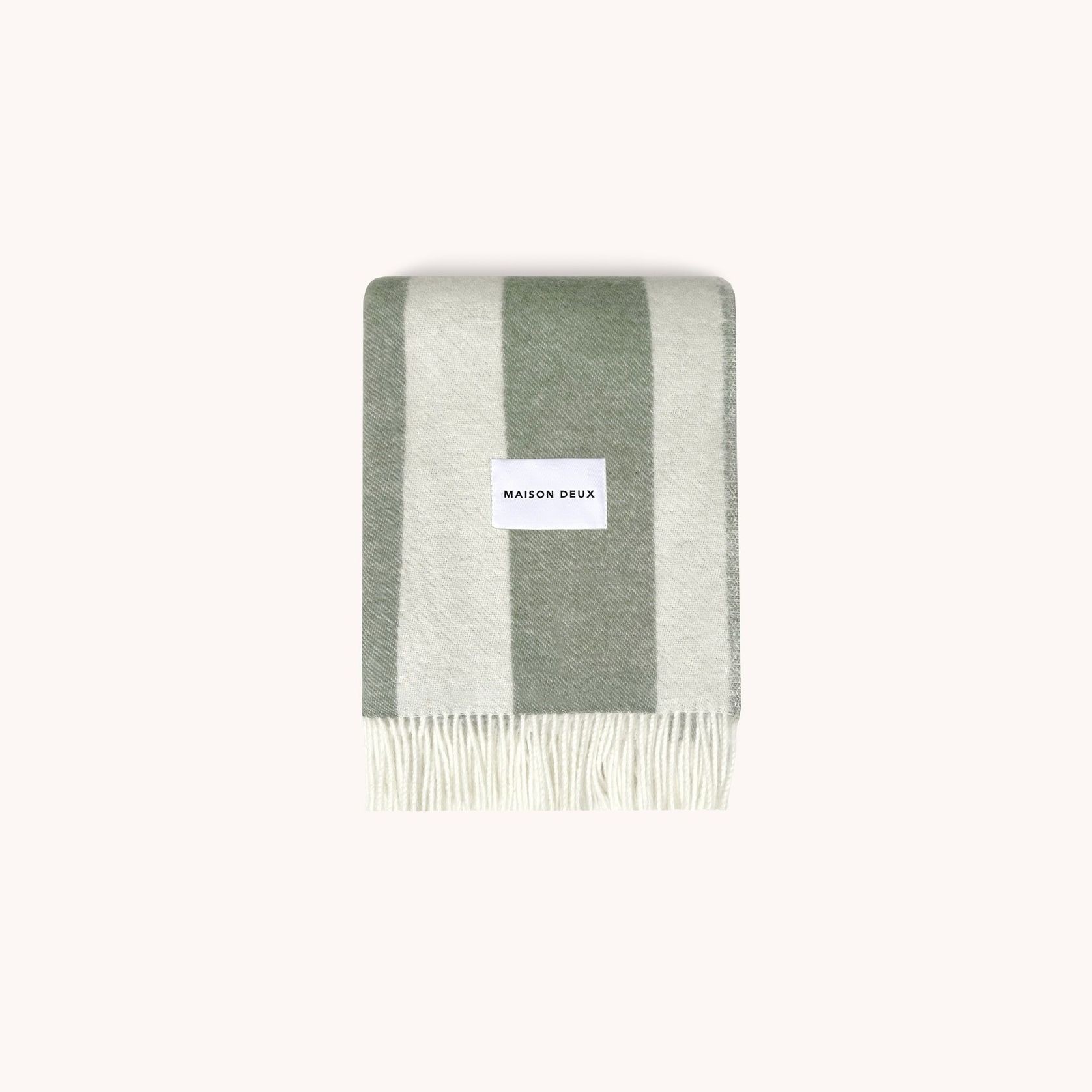 Maison Deux Rough Stripe - Agave | Large Reversible Wool Throw gallery detail image