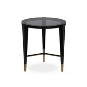 Chic Round Side Table with Brass Details and Smoked Glass Top gallery detail image