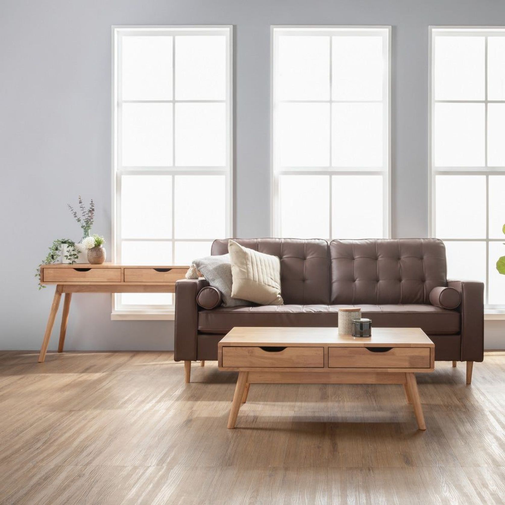 LAMAR Console Table with 2 Drawers 122cm - Natural gallery detail image