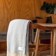 Ruanui Station Lambswool Throw - Gully Grey Chevron gallery detail image
