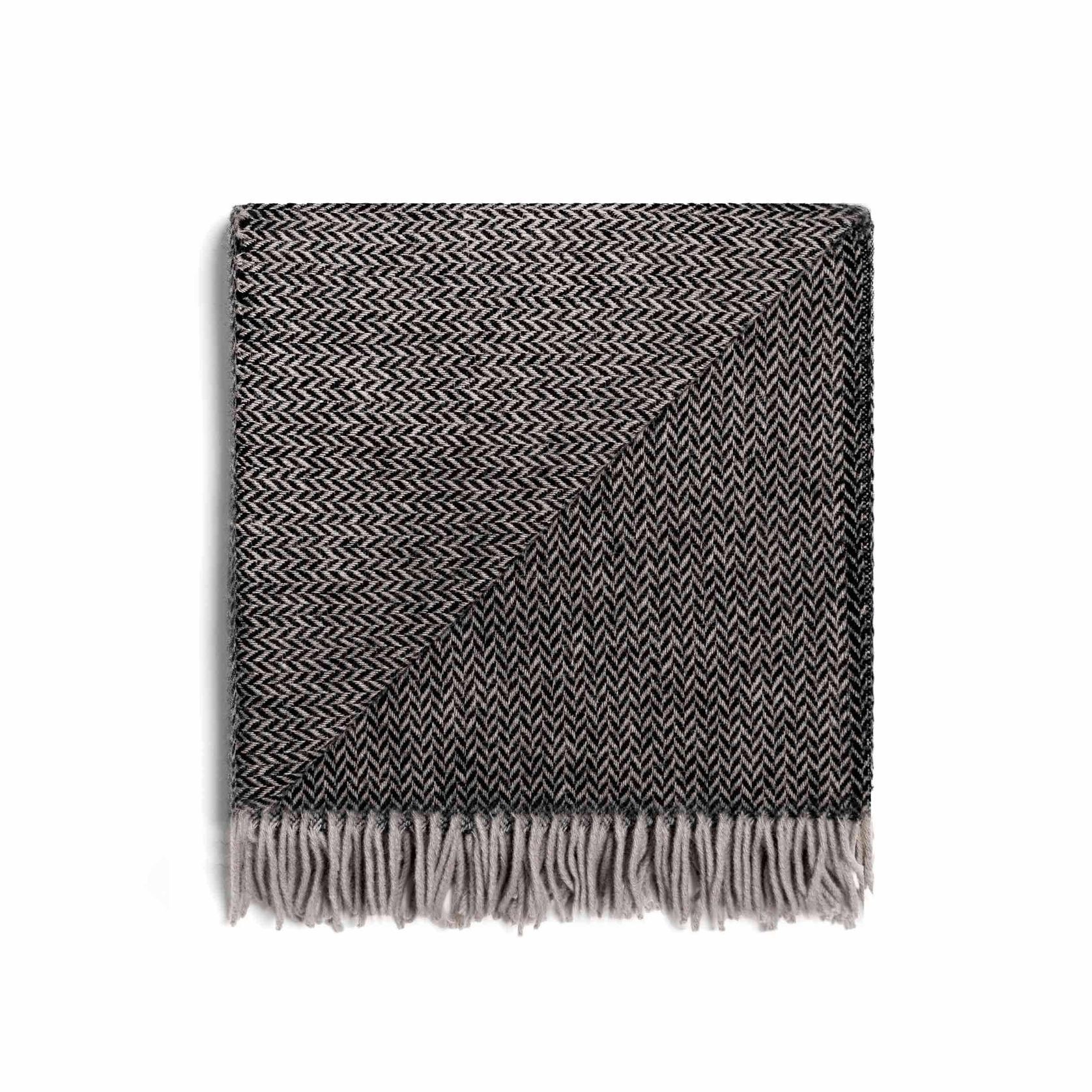 Ruanui Station Lambswool Throw -  Collier's Coal Chevron gallery detail image