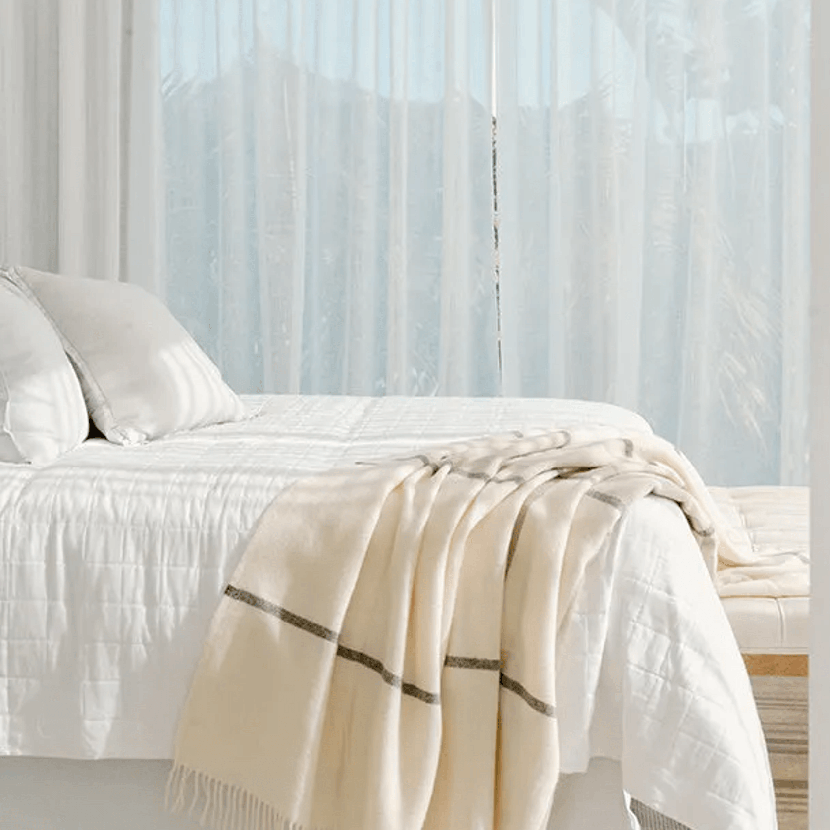 Ruanui Station Lambswool Throw -  Waitoka White gallery detail image