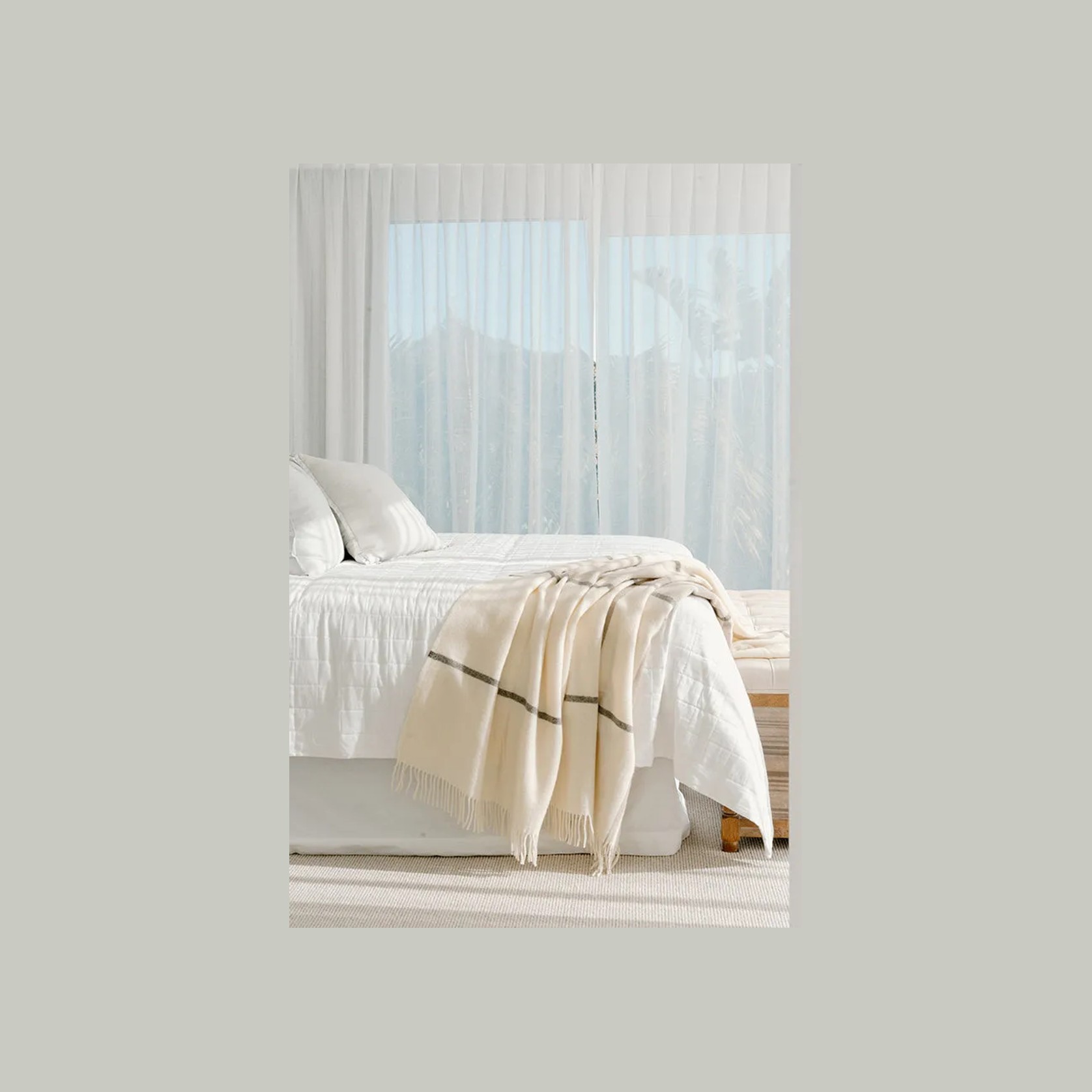 Ruanui Station Lambswool Throw -  Waitoka White gallery detail image