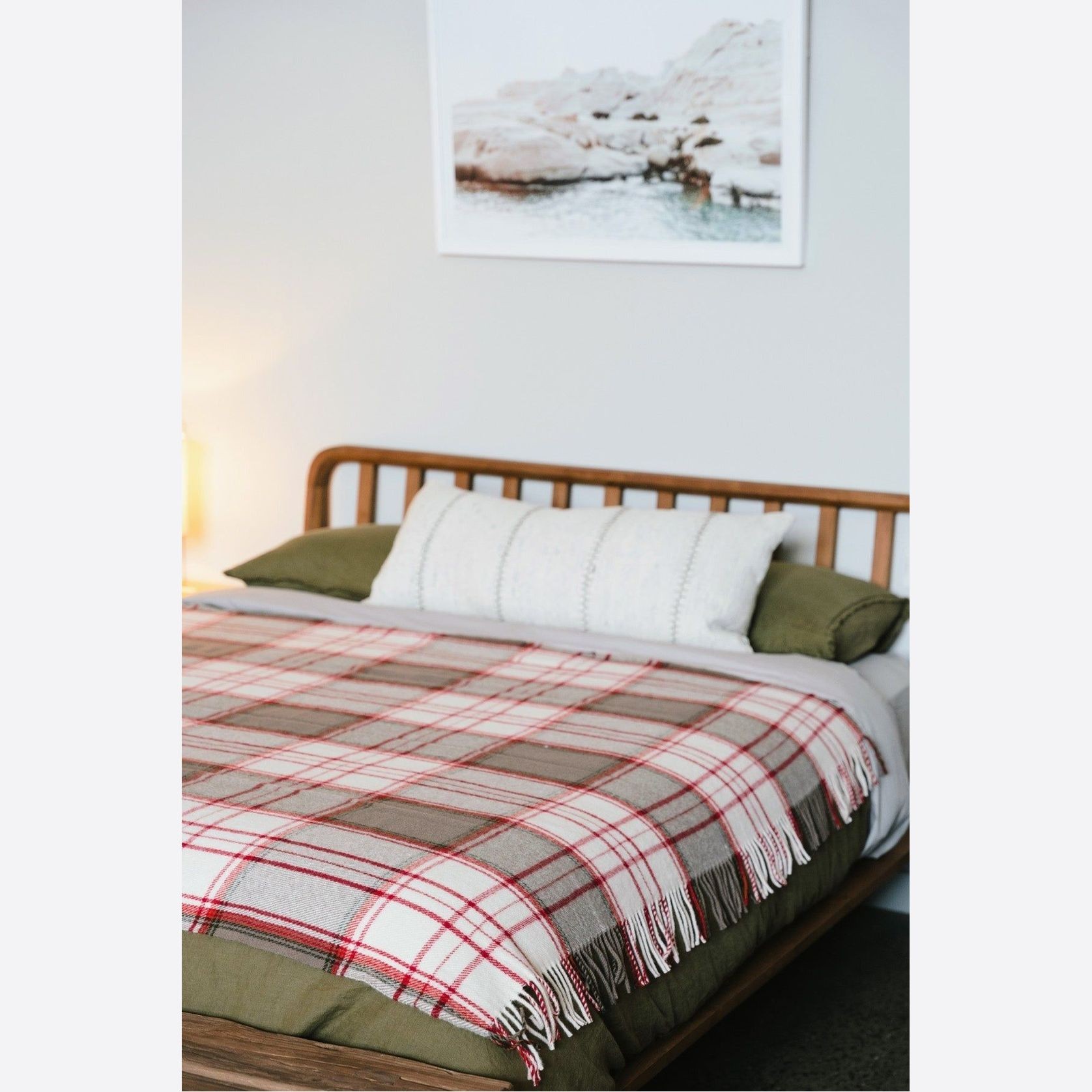 Ruanui Station Lambswool Throw - Red Check gallery detail image