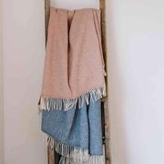 Ruanui Station Lambswool Throw - Pipipi Pink Chevron gallery detail image