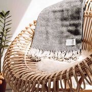 Ruanui Station Lambswool Throw - Collier's Coal Chevron gallery detail image