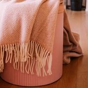 Ruanui Station Lambswool Throw - Pipipi Pink Chevron gallery detail image
