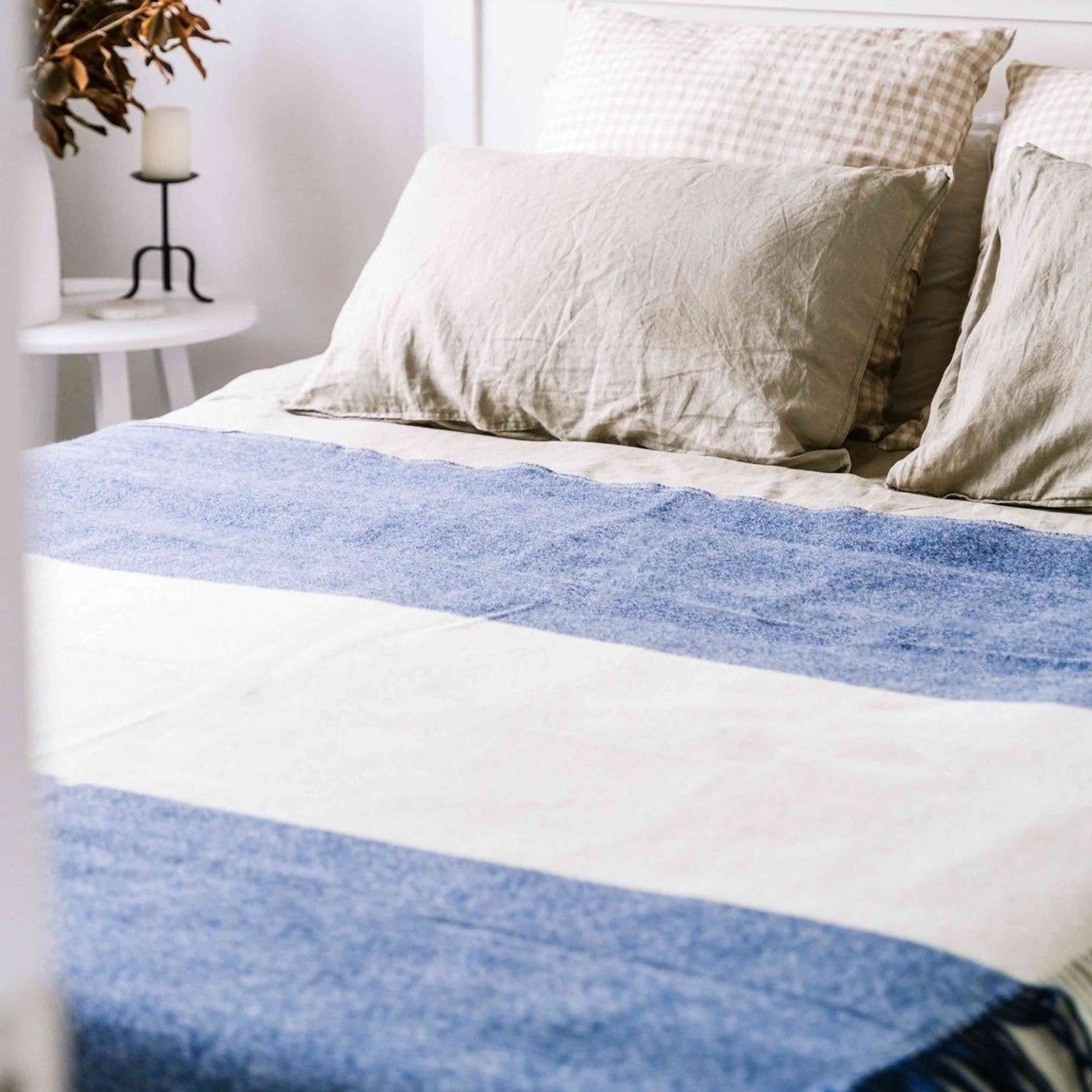 Ruanui Station Lambswool Throw - Shepherd's Stripe gallery detail image