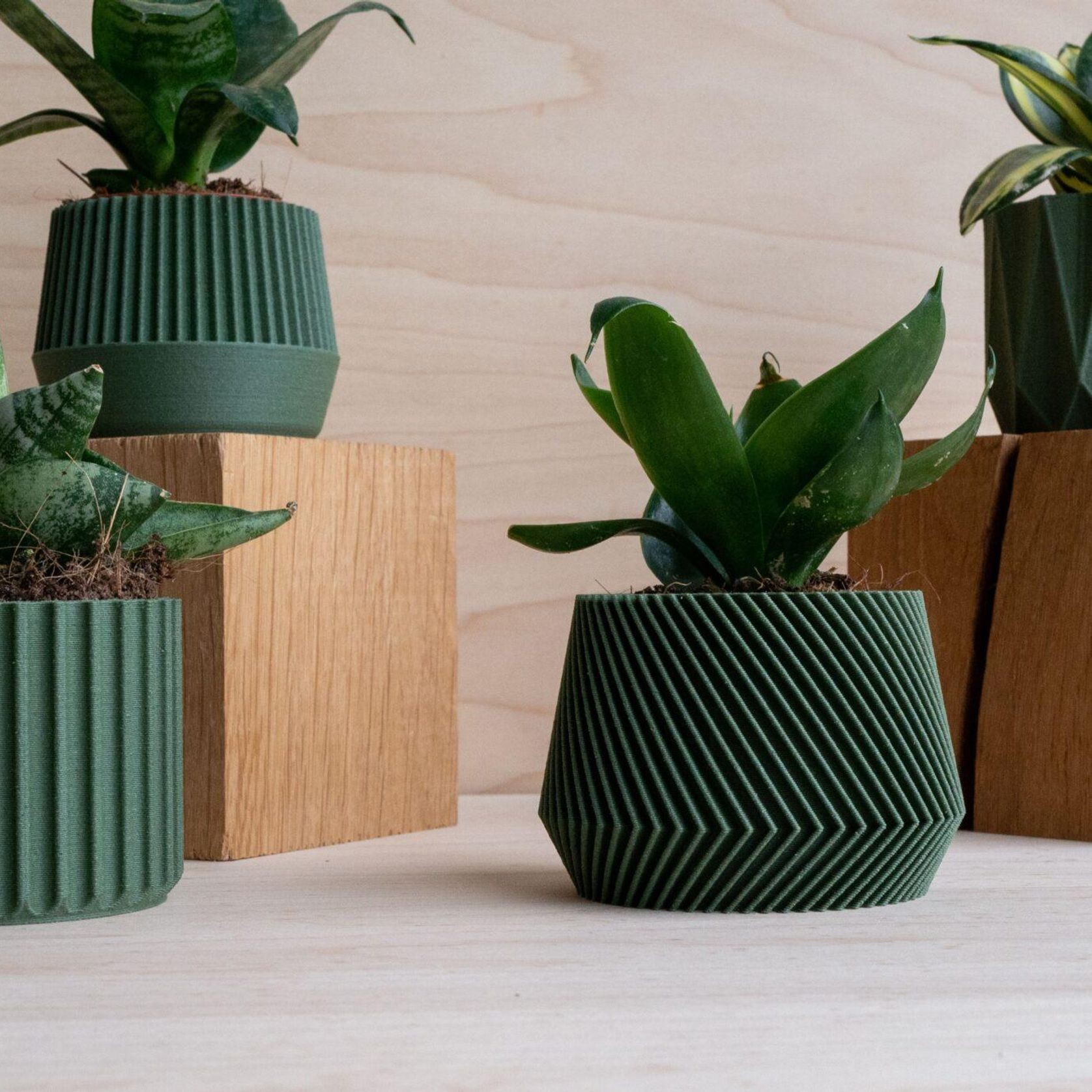 Oslo Origami Kobe Stockholm Green - Set of 4 planters gallery detail image