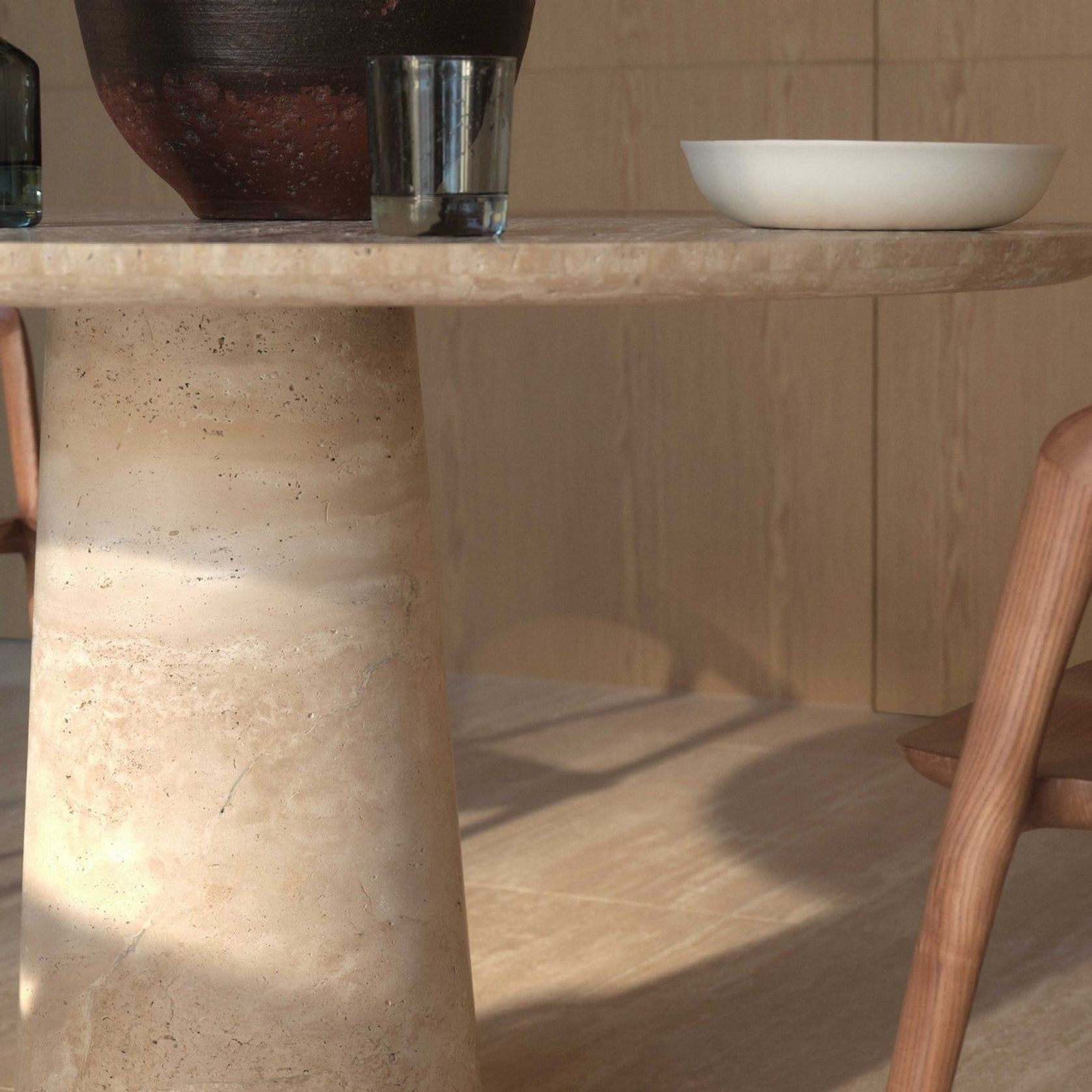 Travertine Kora Round Dining Table gallery detail image