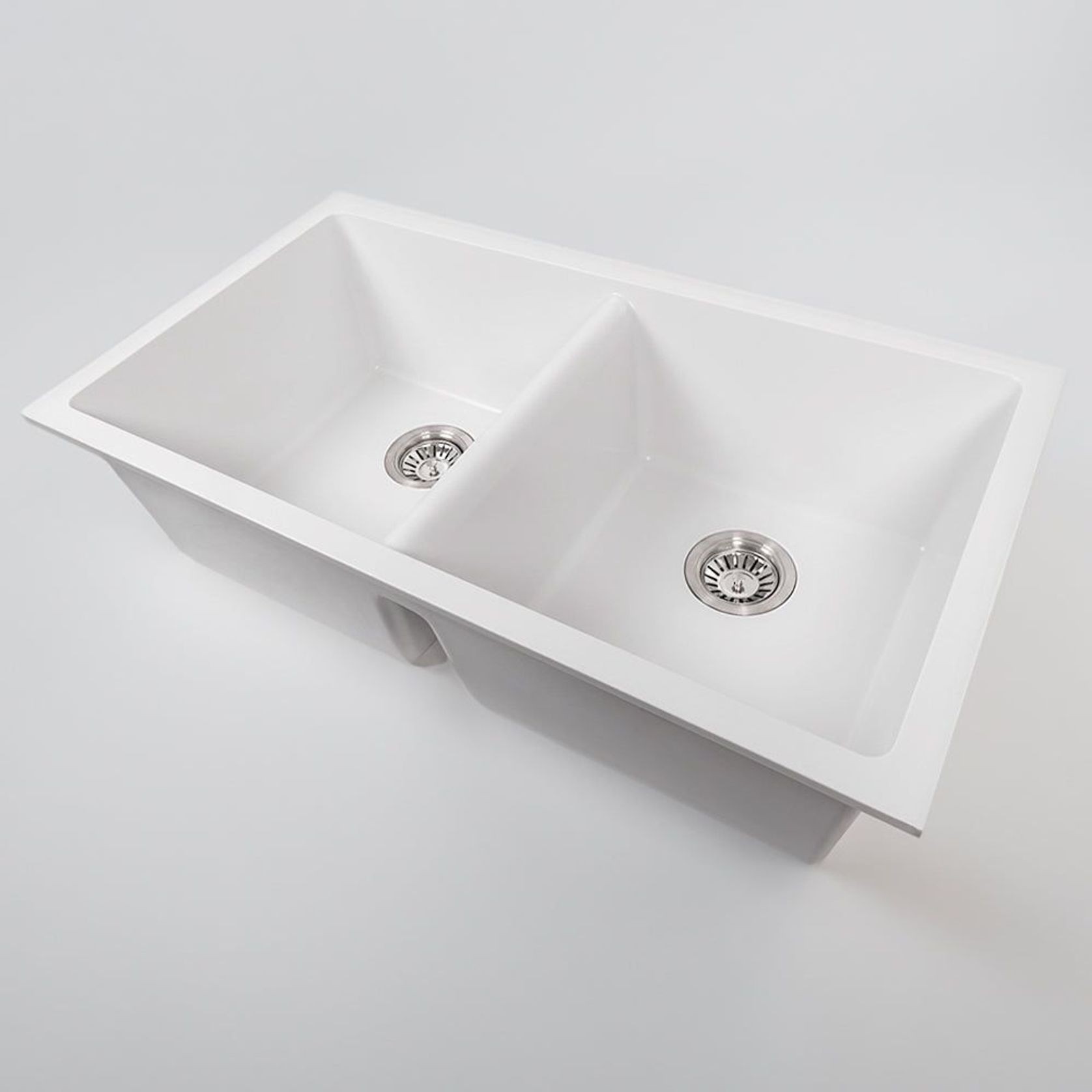 Keith 848x467 White Granite Double Bowl Sink gallery detail image