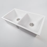Keith 848x467 White Granite Double Bowl Sink gallery detail image