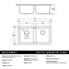 Keith 848x467 White Granite Double Bowl Sink gallery detail image