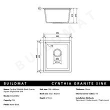 Cynthia 396x446 Black Granite Single Bowl Sink gallery detail image