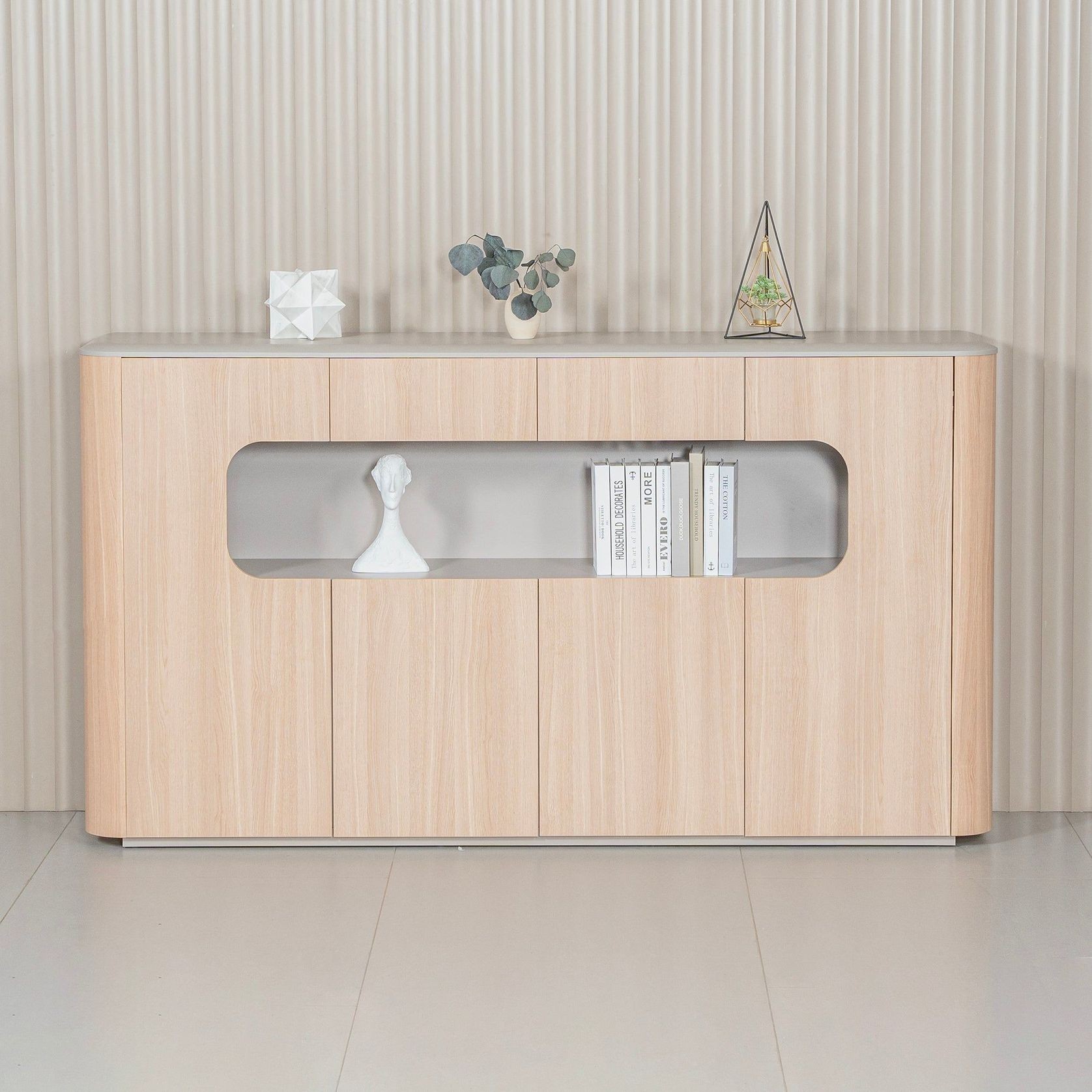 ORBAN 200cm Credenza Display Unit  Oak - 110cm High gallery detail image