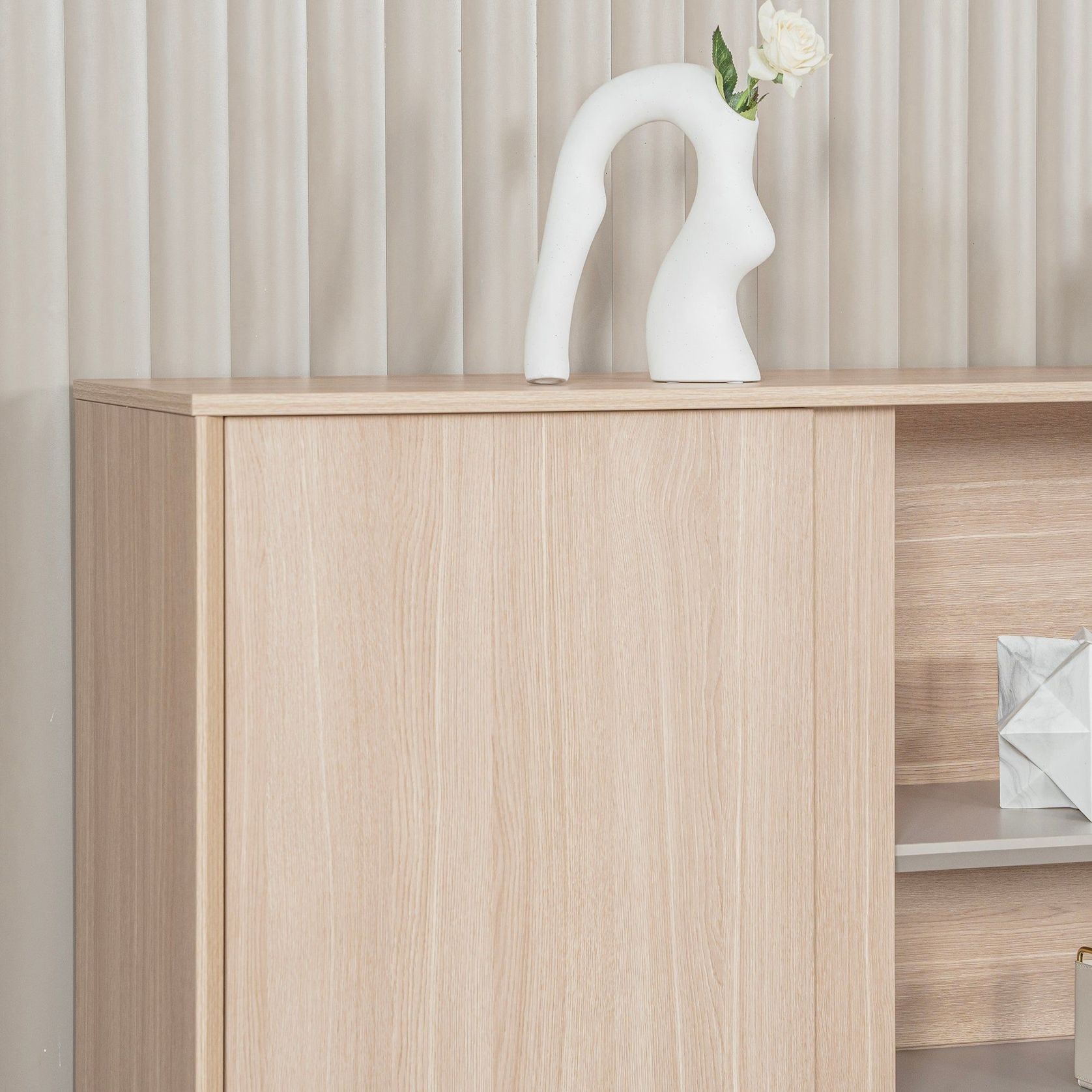 KELIAN 200cm Wall Storage & Display Unit  Oak - 110cm High gallery detail image