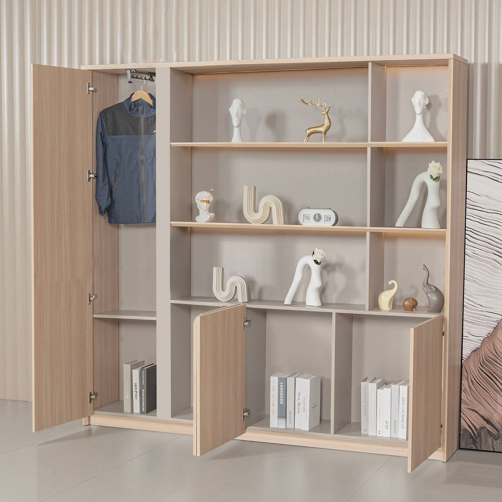 KELIAN Display Wall Unit 200cm - Oak gallery detail image