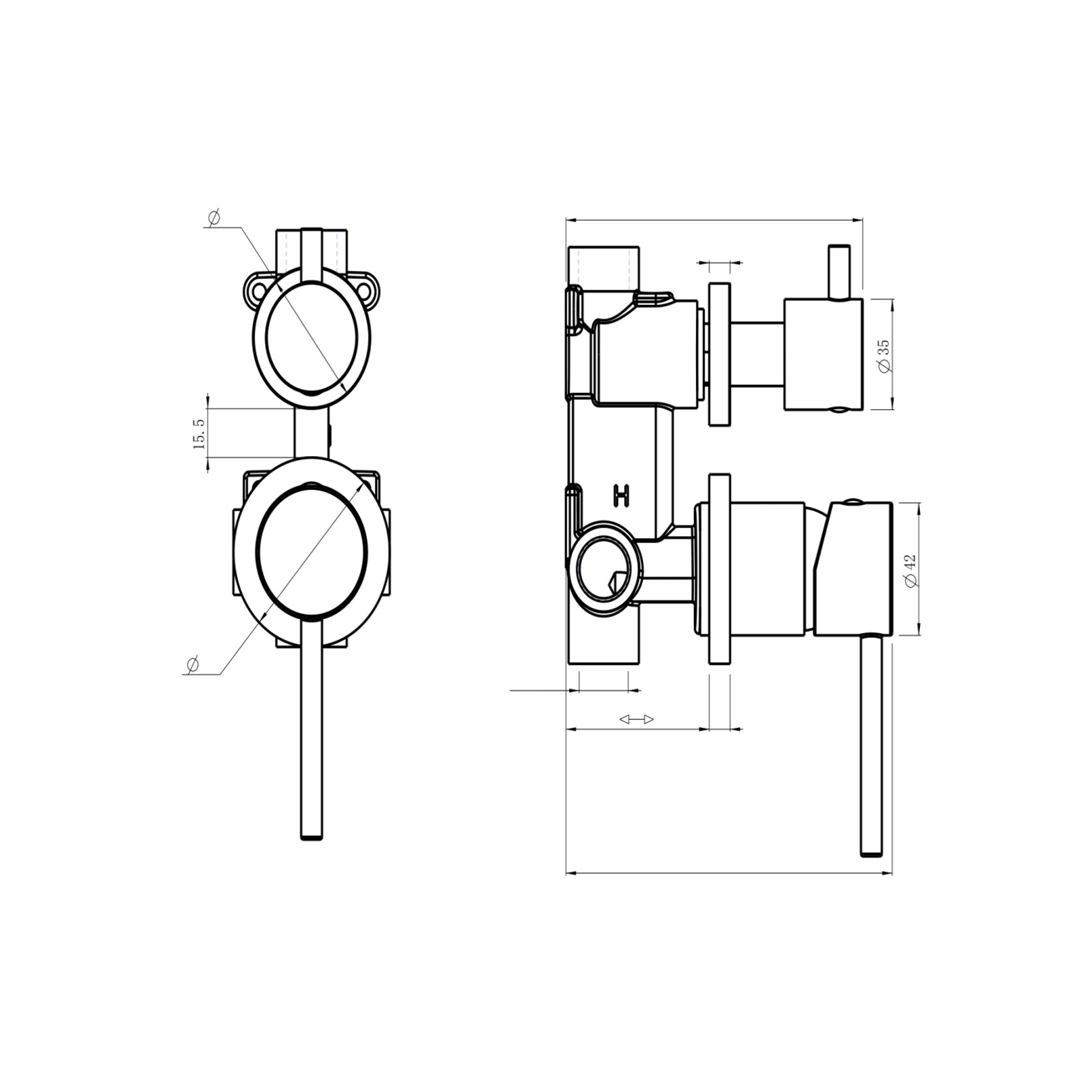 LVB Mica Shower Mixer Diverter | 2P gallery detail image