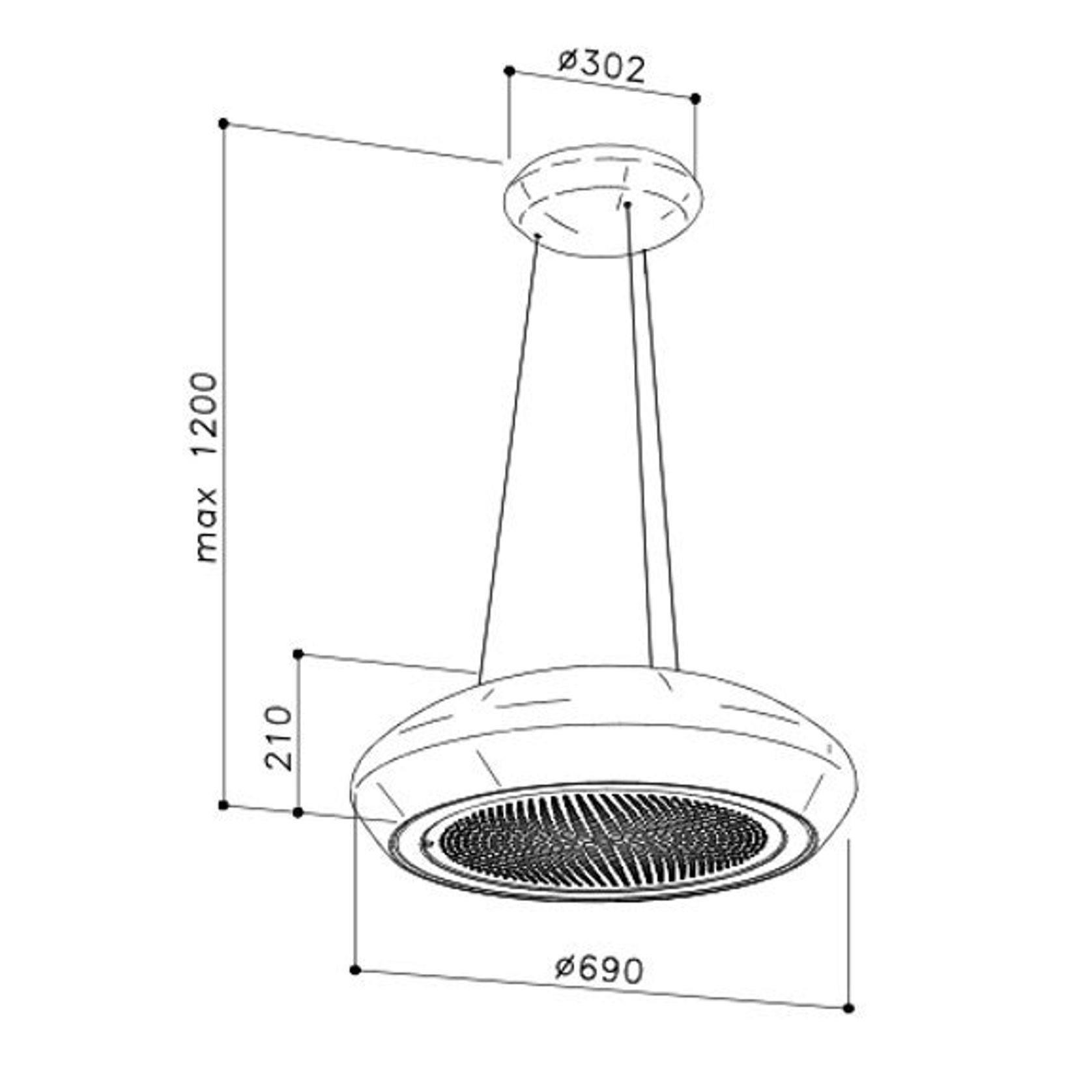 Sirius Ceiling Mount Pendant Rangehood - Silver gallery detail image